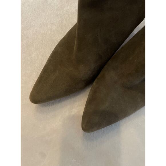 RAYE X House Of Harlow 1960 Lily Bootie 5.5M Olive Green Suede Zip Ankle Boots - Picture 3 of 7
